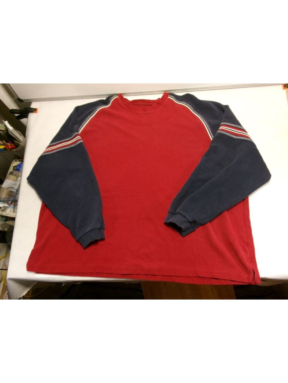 Route 66 Raglan Long Sleeve Shirt Red Navy Size 3X